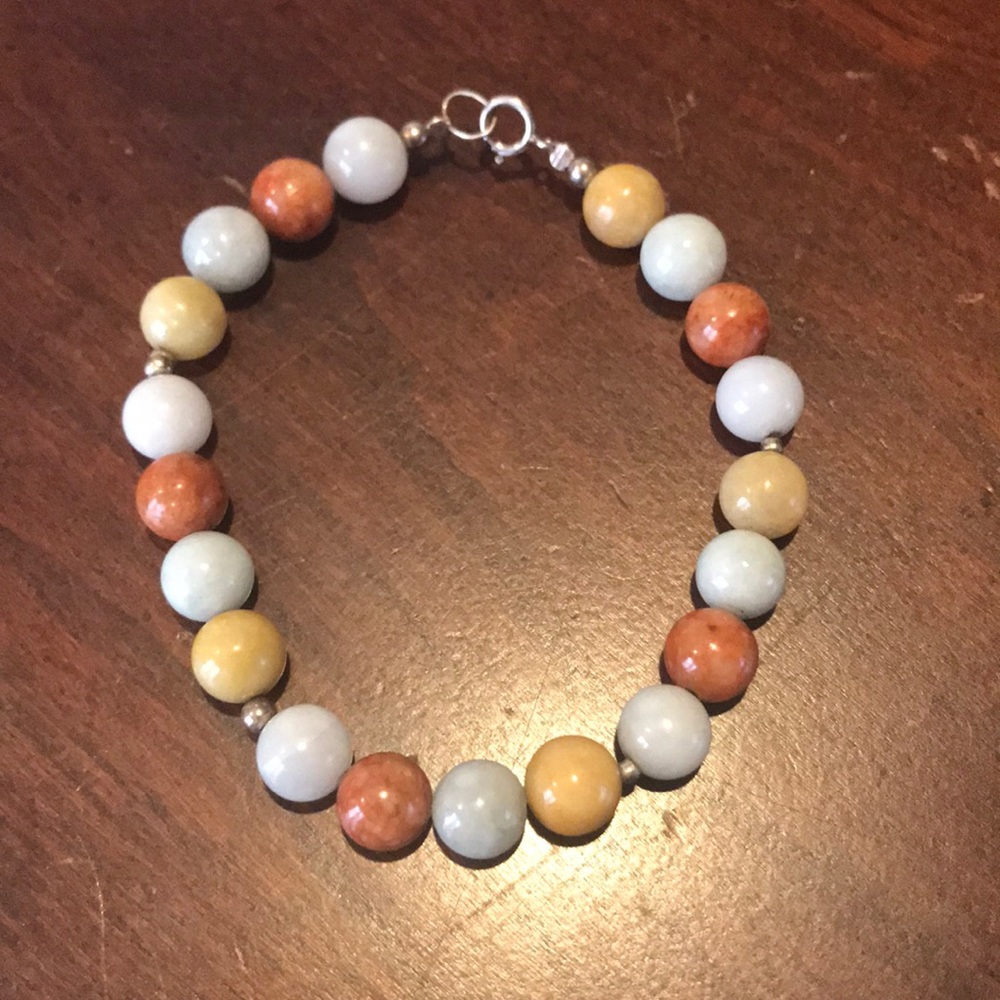 Sterling Silver Mixed Jasper Bead Bracelet